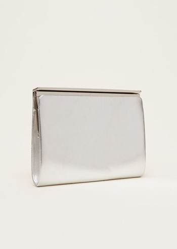 Phase Eight Leather Slim Bags Silver USA | 1209574-NY